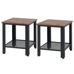 Costway 2 PCS Industrial End Table 2Tier Side Table W/Storage Shelf Sofa Black -Costway GUEST aaa4ceab 5274 452c 8655 f84f84b00886
