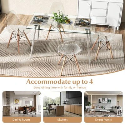 Costway 5 PCS Dining Table Set 51'' Modern Rectangular Glass Table & 4 Chairs Kitchen 5 Costway 5 PCS Dining Table Set 51'' Modern Rectangular Glass Table & 4 Chairs Kitchen - Image 5