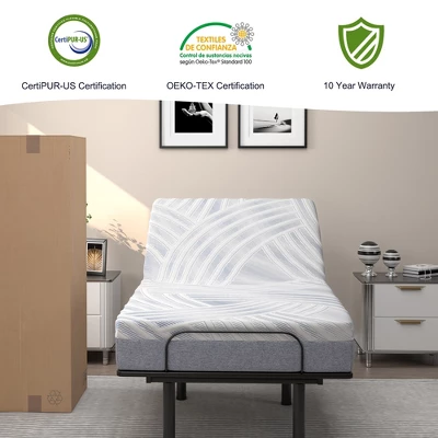 Costway Twin XL Cooling Adjustable Bed Memory Foam Mattress W/ 32% Ice Silk Cover 6 Costway Twin XL Cooling Adjustable Bed Memory Foam Mattress W/ 32% Ice Silk Cover - Image 6
