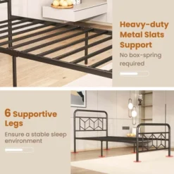 Costway Twin/Full/Queen/King Size Bed Frame Mattress Foundation With Headboard 12.5" Under-bed Storage Black -Costway GUEST ab384bca 90bb 481f 91e5 befd4dff0377