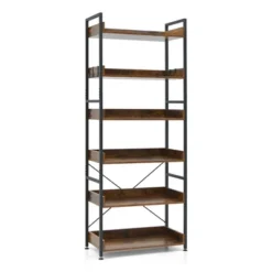 Costway 6-Tier Bookshelf Open Display Shelves Storage Rack Metal Frame With 4 Hooks Rustic 17 Costway 6-Tier Bookshelf Open Display Shelves Storage Rack Metal Frame With 4 Hooks Rustic -Costway GUEST ab84846a 6ef5 4300 8375 65b81b72711b