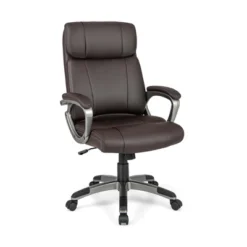 Costway Ergonomic Office Chair PU Leather Executive Swivel With Upholstered Armrests Brown -Costway GUEST ab9b5c05 685a 4d5c b2a6 94a6f1d984da