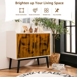 Costway Sideboard Buffet Storage Cabinet W/2 Door Metal Legs Accent Cabinet 32In -Costway GUEST abb9d051 301d 4184 8ba0 a675751b048d