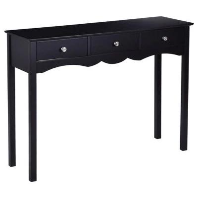Costway Console Table Hall Table Side Table Desk Accent Table 3 Drawers Entryway Black 7 Costway Console Table Hall Table Side Table Desk Accent Table 3 Drawers Entryway Black - Image 7