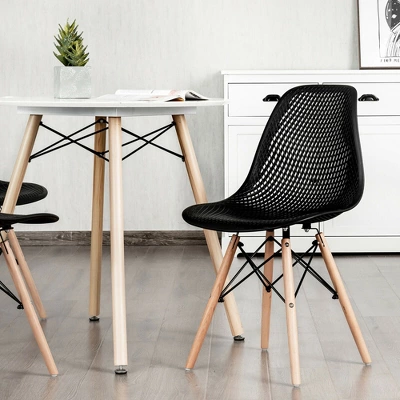 Costway 2PCS Modern DSW Dining Chair Office Home W/ Mesh Design Wooden Legs 3 Costway 2PCS Modern DSW Dining Chair Office Home W/ Mesh Design Wooden Legs - Image 3