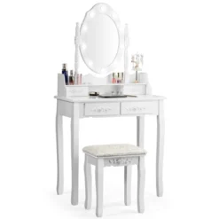Costway Makeup Vanity Dressing Table Set W/10 Dimmable Bulbs Cushioned Stool 22 Costway Makeup Vanity Dressing Table Set W/10 Dimmable Bulbs Cushioned Stool -Costway GUEST abf3b224 e21c 4dee 90b0 9ad559e0144b