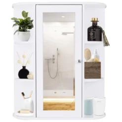 Costway Bathroom Cabinet Single Door Shelves Wall Mount Cabinet W/ Mirror Organizer 11 Costway Bathroom Cabinet Single Door Shelves Wall Mount Cabinet W/ Mirror Organizer -Costway GUEST ac1b671c d629 4ddc 898b abc2f1c13e79