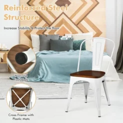 Costway Set Of 4 Tolix Style Metal Dining Side Chair Wood Seat Stackable Cafe Bistro 14 Costway Set Of 4 Tolix Style Metal Dining Side Chair Wood Seat Stackable Cafe Bistro -Costway GUEST ac4e6c30 4929 4b39 a6f5 cec11108f53a