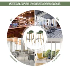 Costway Set Of 2 Counter Height Bar Stools W/Footrest&Solid Metal Legs YellowGreen -Costway GUEST ac687a5b 1bc3 4848 a5a8 341e354932aa