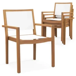 Costway Stackable Dining Chair Set Of 2/4 With Wear-resistant Fabric & Breathable Backrest -Costway GUEST acd4c8eb 4a43 44ff a755 4d92cb270fee