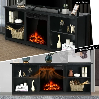 Costway 70'' 2-Tier TV Fireplace Stand W/22.5'' Electric Fireplace Up To 75'' 4 Costway 70'' 2-Tier TV Fireplace Stand W/22.5'' Electric Fireplace Up To 75'' - Image 4