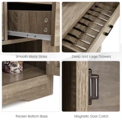 Costway Kitchen Storage Buffet Cabinet Farmhouse Wooden Sideboard W/2 Drawer & Wine Rack -Costway GUEST ad3cd707 257b 4cbe bcf0 383e076b0de4