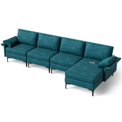 Costway Modern Modular L-shaped Sectional Sofa W/ Reversible Chaise & 4 USB Ports 9 Costway Modern Modular L-shaped Sectional Sofa W/ Reversible Chaise & 4 USB Ports - Image 9
