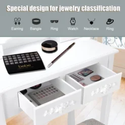 Costway Vanity Wood Makeup Dressing Table Stool Jewelry Desk 4 White -Costway GUEST ad98b6c5 6bf9 4fb6 8b3f 9140d11ec15b