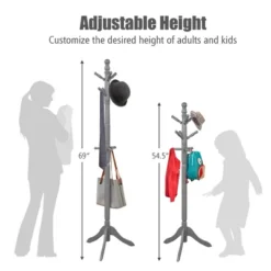 Costway Coat Rack Wooden Hall Tree 2 Adjustable Height W/ 9 Hooks WalnutBlack Grey 18 Costway Coat Rack Wooden Hall Tree 2 Adjustable Height W/ 9 Hooks WalnutBlack Grey -Costway GUEST ad9c5aae ac51 47ef 8328 3d4f0716906a