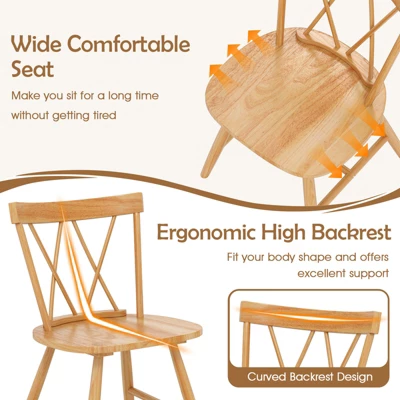 Costway Dining Chairs Set Of 2/4 Farmhouse Kitchen Chair With Rubber Wood Frame, 6 Costway Dining Chairs Set Of 2/4 Farmhouse Kitchen Chair With Rubber Wood Frame, - Image 6