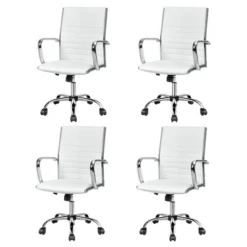 Costway Set Of 4 PU Leather Office Chair High Back Conference Task Chair W/Armrests -Costway GUEST adaf5f26 65ef 4c40 9571 83d695367973