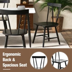 Costway Dining Chairs Set Of 2 Windsor Chairs Wood Armless Chairs With Solid Rubber Wood Black/White -Costway GUEST adbbb458 f61a 4b13 a565 3ed3d6c1698d