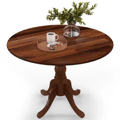 Costway Rustic Dining Table Wooden Dining Table With Round Tabletop & Curved Trestle Legs Natural/Walnut 11 Costway Rustic Dining Table Wooden Dining Table With Round Tabletop & Curved Trestle Legs Natural/Walnut - Image 11