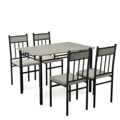 Costway 5 Piece Dining Set Faux Marble Top Table 30'' And 4 Padded Seat Chairs W/ Metal Legs -Costway GUEST ade5d5d5 73ad 46af 82d8 b90f5d4fd954