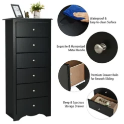 Costway 6 Drawer Chest Dresser Clothes Storage Bedroom Tall Furniture Cabinet -Costway GUEST ae0f85b4 9eda 473c ac0a ebe83d4ddf4b