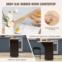 Costway Kitchen Island Cart On Wheels, Mobile Kitchen Island Rolling Island Trolley W/ 2-Door Cabinet -Costway GUEST ae21fb86 52b3 4328 a5a8 b42e3e3aedbf