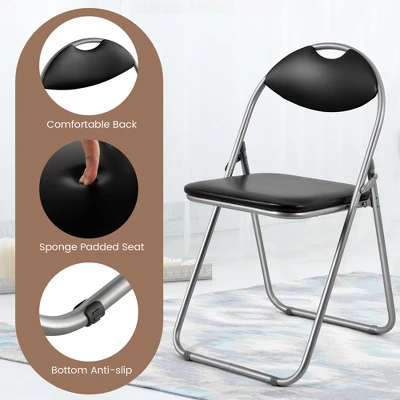 Costway 2/4 PCS U Shape Folding Chairs Furniture Home Outdoor Picnic Portable Black 7 Costway 2/4 PCS U Shape Folding Chairs Furniture Home Outdoor Picnic Portable Black - Image 7