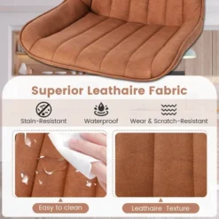 Costway Dining Chair Set Of 2 Upholstered Leisure Chairs With Metal Legs Padded Seat Brown/Grey -Costway GUEST ae43ad97 7ac7 40b8 8555 fa1e44eb89d6