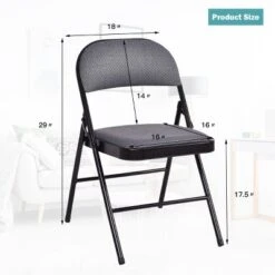 Costway Set Of 4 Folding Chairs Fabric Upholstered Padded Seat Metal Frame Home Office 9 Costway Set Of 4 Folding Chairs Fabric Upholstered Padded Seat Metal Frame Home Office -Costway GUEST ae5d294e 1c2c 419c 8566 63a5773f2491