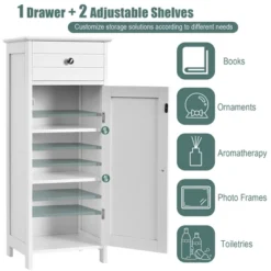 Costway Bathroom Floor Cabinet Wooden Storage Organizer Free-Standing W/ Drawer & Shelf 13 Costway Bathroom Floor Cabinet Wooden Storage Organizer Free-Standing W/ Drawer & Shelf -Costway GUEST ae8dfdc5 9e22 4cb2 915a 4e7c1e29ab64
