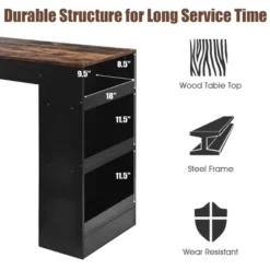 Costway 3 Pieces Bar Table Set Industrial Counter With Storage Black 13 Costway 3 Pieces Bar Table Set Industrial Counter With Storage Black -Costway GUEST ae908333 c18f 4178 a39b 9d7bde2acf31