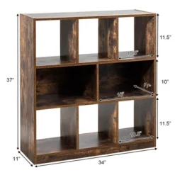 Costway Bookcase Industrial Freestanding Bookshelf Storage Organizer W/ Open Compartments
