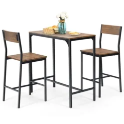Costway 3PCS Bar Table Set Industrial Counter Height Dining Table Set W/2 Stools -Costway GUEST af5979a6 832b 4ccf a541 3d9be65ae7cf