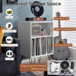 Costway Record Player Stand Turntable Stand Display Shelf 21" L X 18" W X 34"H White -Costway GUEST af865bf7 4b16 49fd b2af 2c87dd1644de