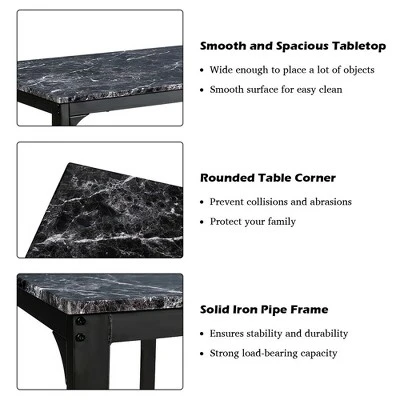 3 Piece Counter Height Dining Set Faux Marble Table 2 Chairs Kitchen Bar 5 3 Piece Counter Height Dining Set Faux Marble Table 2 Chairs Kitchen Bar - Image 5