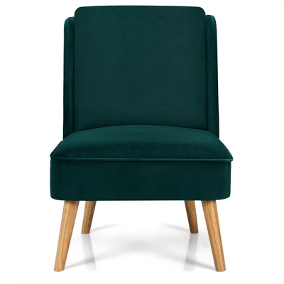 Costway Velvet Accent Chair Single Sofa Chair Leisure Chair With Wood Frame 6 Costway Velvet Accent Chair Single Sofa Chair Leisure Chair With Wood Frame - Image 6