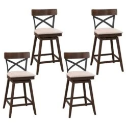 Costway Set Of 4 Wooden Swivel Bar Stools Upholstered Counter Height Dining Chairs 16 Costway Set Of 4 Wooden Swivel Bar Stools Upholstered Counter Height Dining Chairs -Costway GUEST b0379a86 a251 4ba1 b44e 24fc5605750d