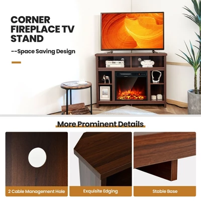 Costway Corner TV Stand Entertainment Console Center W/Adjustable Shelves 8 Costway Corner TV Stand Entertainment Console Center W/Adjustable Shelves - Image 8