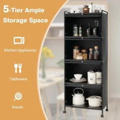 Costway 5-Tier Kitchen Baker's Rack Storage Cabinet Mobile Microwave Stand Flip-up Doors -Costway GUEST b0768aff dac8 4817 aa23 2c14c865de10 1