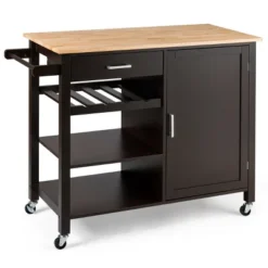 Costway 4-Tier Wood Kitchen Island Trolley Cart Storage Cabinet Brown -Costway GUEST b08afc37 69a5 4434 b7bc 72577c7650e2