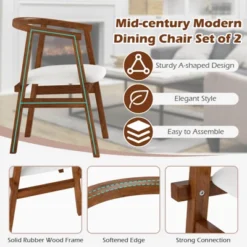 Costway Wooden Dining Chairs Set Of 2/4 With Wrap-around Armrest & Padded Seat For Kitchen 17 Costway Wooden Dining Chairs Set Of 2/4 With Wrap-around Armrest & Padded Seat For Kitchen -Costway GUEST b0c2e254 92b4 42b2 8217 04577df326ee