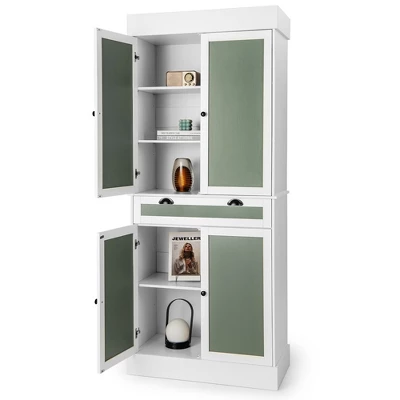 Costway 72'' Kitchen Buffet Hutch Pantry Cabinet Cupboard With 4 Doors & Adjustable Shelves 9 Costway 72'' Kitchen Buffet Hutch Pantry Cabinet Cupboard With 4 Doors & Adjustable Shelves - Image 9