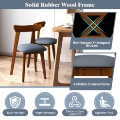 Costway Wood Dining Chairs Set Of 2/4 With Rubber Wood Frame Padded Seat & Curved Backrest -Costway GUEST b0d140ef 1540 41ca bb70 5f3dc4ba16d7