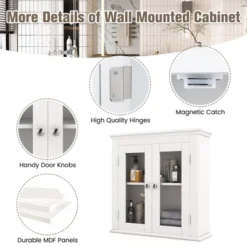 Costway 2-Door Bathroom Wall Mount Medicine Cabinet With Tempered Glass & Adjustable Shelf -Costway GUEST b0e0379b 12a4 4156 86a7 b789aa243e25