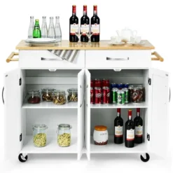 Costway Kitchen Trolley Island Utility Cart Wood Top Rolling Storage Cabinet Drawers White 17 Costway Kitchen Trolley Island Utility Cart Wood Top Rolling Storage Cabinet Drawers White -Costway GUEST b13f84e5 ab8c 4b2e aaf0 5d9ed5da1db8