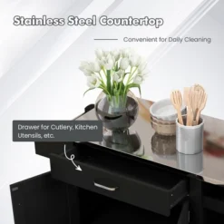 Costway Kitchen Island Cart Rolling Utility Trolley Stainless Steel Top Wine Rack -Costway GUEST b168deea 9d47 40c8 8f7c d4a666ca7fd3