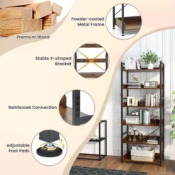 Costway 6-Tier Bookshelf Open Display Shelves Storage Rack Metal Frame With 4 Hooks Rustic 14 Costway 6-Tier Bookshelf Open Display Shelves Storage Rack Metal Frame With 4 Hooks Rustic -Costway GUEST b20dd93c a641 45a0 9ee8 5967fbcb09b8