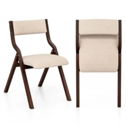 Costway Folding Dining Chair Set Of 2 Wooden Upholstered Modern Linen Fabric Padded Seat -Costway GUEST b218158f 0f08 45e0 a2f2 9eecfa501bfe