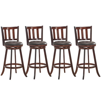Costway Set Of 4 29.5'' Swivel Bar Stool Leather Padded Dining Kitchen Pub Bistro Chair Low Back 6 Costway Set Of 4 29.5'' Swivel Bar Stool Leather Padded Dining Kitchen Pub Bistro Chair Low Back - Image 6