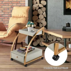 Costway Rolling End Table With Storage Drawer Tray Top 4 Casters Modern Bedside Trolley -Costway GUEST b2da1fd7 5c03 43d6 b650 dca7475b9587